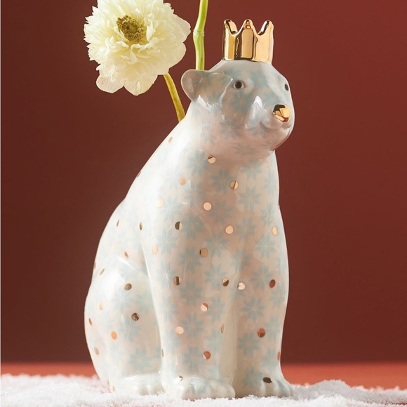 Anthropologie Other - Anthropologie winterland animal ceramic pattern bud vase, NEW!